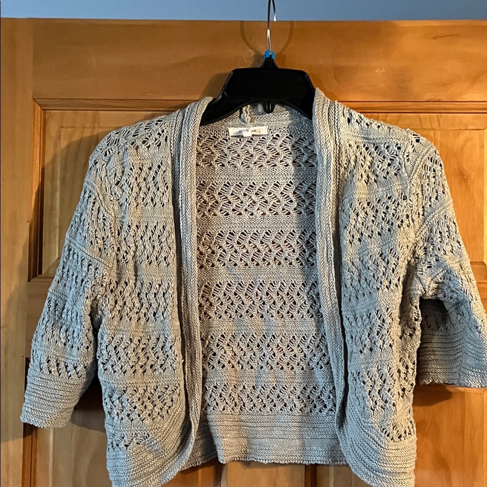 Maurices Light Gray Open-Knit Cardigan
